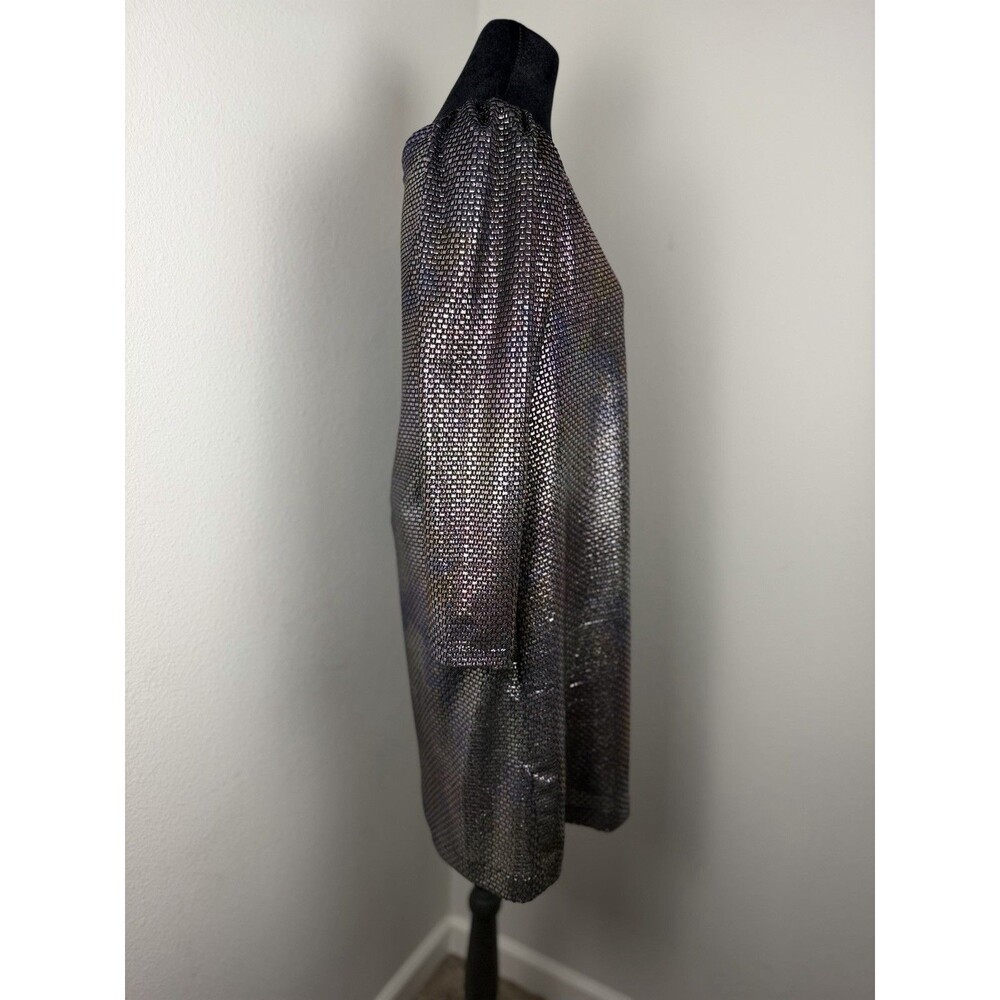 Free People Diamonds Are Forever Irridescent Metallic Puff Sleeve Mini Dress XS - Picture 6 of 14